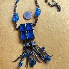 Vintage blue glass necklace