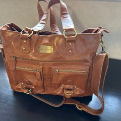 Kelly Moore Camera Bag, Leather Tote, DSLR Shoulder Bag, Laptop Bag, Cognac / Tan, Padded Dividers, Dust Bag