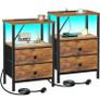 Night Stand Set 2, LED Nightstand with Charging Station Image 10