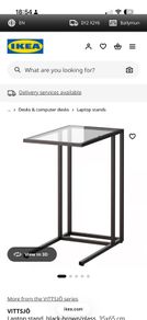 Side table black with glass
