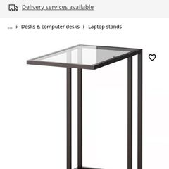 Side table black with glass
