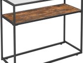 Console Table, Entrance Console, Tempered Glass Top, Robust Steel Frame, Easy Assembly, for Living Room Hallway, Industrial Style, Rustic Brown and Black LNT10BX