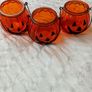 Set of 3 Halloween Orange Glass Pumpkin Tealight Candle Holders Image 2