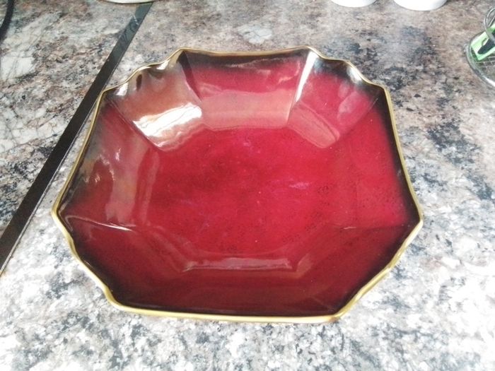 Crown Devon Shallow Burgundy Bowl