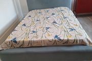 Double Bed with Mattress Blue Upholstered