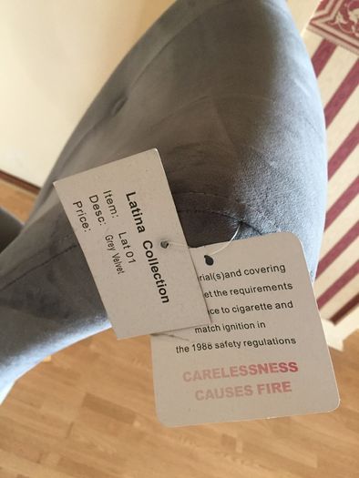 Chair Grey Velet (Brand New with Tags)