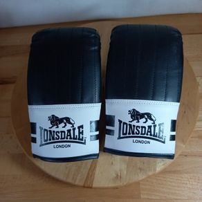 Lonsdale Contender Mitts Gloves Boxing Kick MMA Hand Wraps Fight Training Black/White Medium