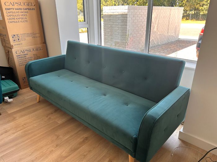 Light Teal Velvet 3 Seater Sofa Bed