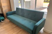 Light Teal Velvet 3 Seater Sofa Bed