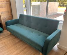Light Teal Velvet 3 Seater Sofa Bed