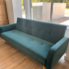 Light Teal Velvet 3 Seater Sofa Bed