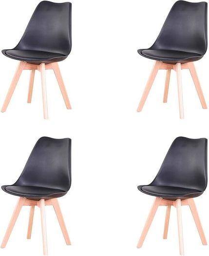 Set of 4 Scandinavian Dining Chairs, Upholstered Chairs with Beech Wood Legs for Dining Room, Living Room, Bedroom, Kitchen