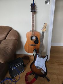 Sigma DMST Acoustic + Gear4music Electric Guitar Bundle | Amp, Strap, Cable & New Strings
