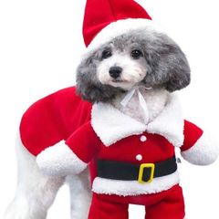Cat Christmas Outfit, Christmas Pet Clothes Dog Cat Christmas Costume Santa Claus Pet Hoodie Coat for Small Medium Dogs Cats (M Size)