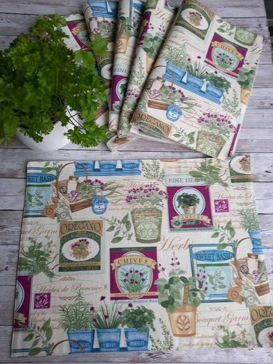 Handmade Placemats." Summer fruits, Farmers Market, Mediterranean Herbs"