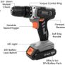 13Pc Cordless Drill Driver 20V-Max Li-Ion Battery 1 Hour Fast charge, Electric Screwdriver, Accessory Kit, LED Work Light & Charger Included (FREE POSTAGE) Image 4