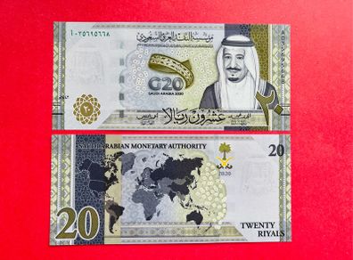 Saudi Arabia 20 Riyals  2020  Pick  44  ( G20  SUMMIT in RIYADH Commemorative  Issue  Centennial  Special   ( Uncirculated )