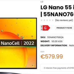 LG Nano 55 inch 4K TV
