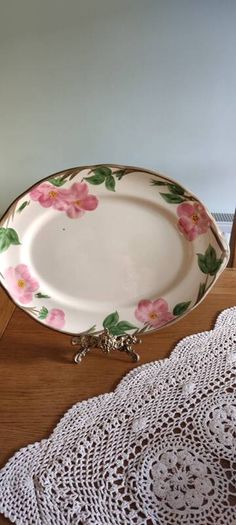 Vintage Franciscan Desert Rose hand decorated 14" oval serving platter made in Staffordshire England