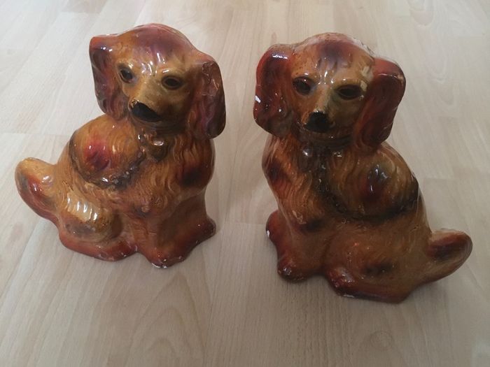 Fabulous PAIR of LARGE Russet Coloured Staffordshire Dogs