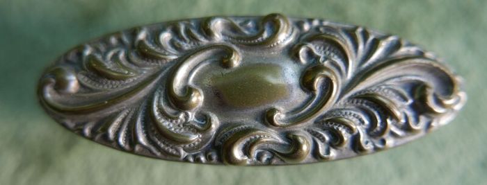 Antique Edwardian Glass Trinket Dish Silver Plate Embossed Lid