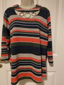 Sparkly Retro-Look Colourful Top (Size 14)