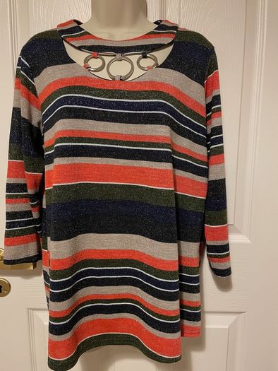 Sparkly Retro-Look Colourful Top (Size 14)