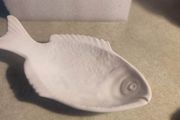 Pottery White Glazed Koi Fish Deep Dish Snack Bowl Tableware Pin Trinket Dish Spoon Rest Soap Dish Kitchen Bathroom Decor