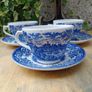 Broadhurst blue transferware, Blue and white cups and saucers Image 2