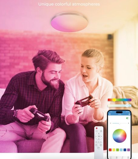 Smart LED ceiling light, RGBIC + CCT, iLink app