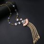 Gold Tassel Statement Long Necklace Image 5