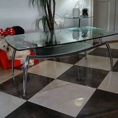 chrome glass tv table