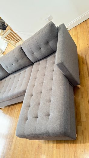 Sofa 3 Seater with Chaise Lounge Grey