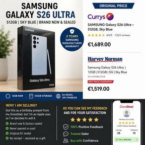 Samsung Galaxy S26 Ultra 512GB Sky Blue Brand New