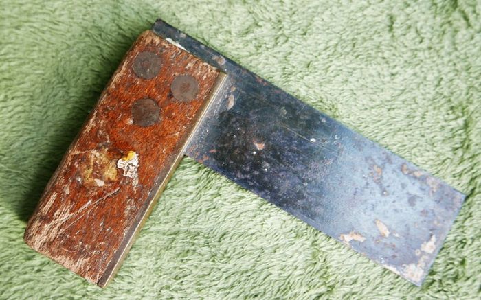 Vintage 6" Carpenters' Joiners' Try Set Square Wood & Steel with Brass Plated Stock