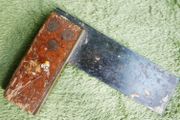 Vintage 6" Carpenters' Joiners' Try Set Square Wood &amp; Steel with Brass Plated Stock