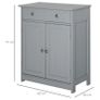 75x60cm Freestanding Bathroom Storage Cabinet Unit w/ 2 Drawers Cupboard Adjustable Shelf Metal Handles Traditional Style Grey Image 3