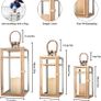 Set Of 3 Stainless Steel Candle Lantern 48cm&38cm&30cm High Metal Candle Holder With Clear Glass Panels Perfect For Home Decor Living Room Parties Events Tabletop Indoors Outdoors (Rose Gold) Image 2