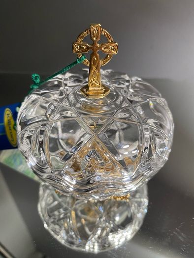 Vintage Killarney Crystal Glass Trinket Dish 24% Lead Crystal 24 Ct Gold Finishing