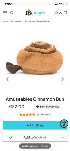 New Jellycat Amuseables Cinnamon Bun
