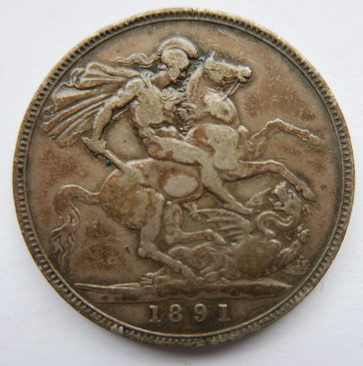 1891 Silver Crown Coin - British Queen Victoria Jubilee Head
