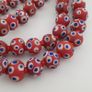 Antique Venetian Style Blue Eyes Red Glass & venetian WhiteHeart Glass Beads Necklace Image 9