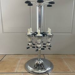 Vintage Unicorn 1/4 Gill 6-Bottle Rotating Chrome Liquor Dispenser Optics
