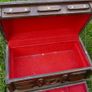 Vintage Wood Jewelry Box  Red Lining, Removable Tray 11" x 6" H-5,3" Image 9