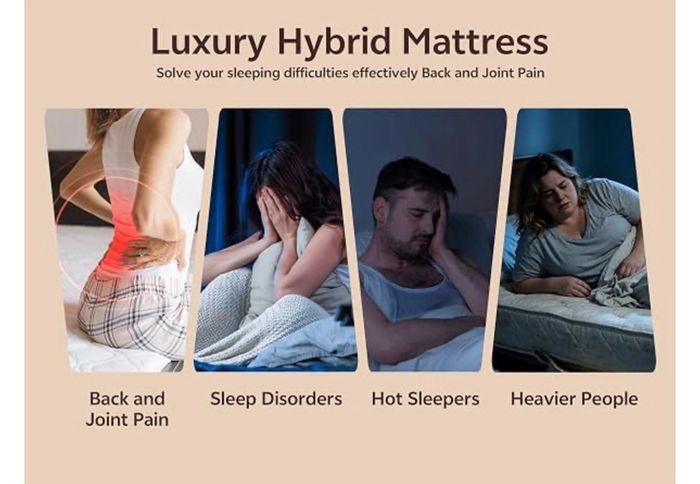 Extra Firm King Size Mattress 10 Inch, 7-Zone Hybrid Mattress with Memory Foam and Individually Pocket Spring, Features Motion Isolation & Back Pain Relief, Firm King Mattress 150x200x25cm