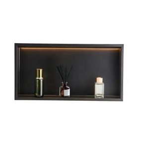 Shower Niche, 33.0 x 63.5 x 10.2 cm Recessed Wall Niche With LED Strip, Heavy-duty Stainless Steel Modern Shampoo Storage Organizer