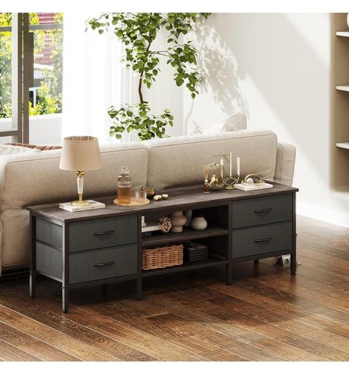 TV Stand with Storage, TV Console Table - 63 Inch, Grey