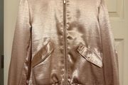 Rose Gold Satin Bomber Jacket