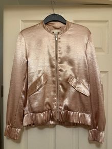 Rose Gold Satin Bomber Jacket