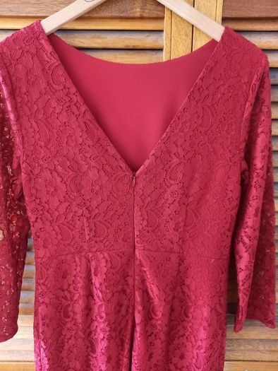 Red Lace Midi Dress